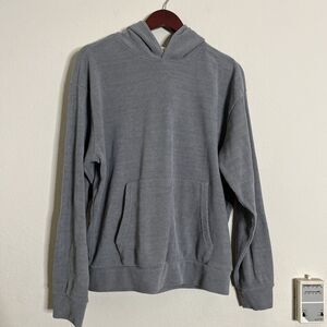 NEGATIVE SPACE Men's Gray Corduroy Ribbed Hoodie Oversized Pocket SZ M